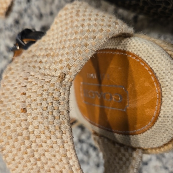 COACH MEGAN BLACK AND SILVER LOGO WEDGE ESPADRILLES. SIZE 10B. - Picture 15 of 16